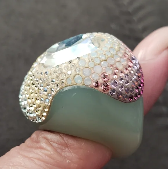 SWAROVSKI MINT GREEN RING - Picture 2 of 4